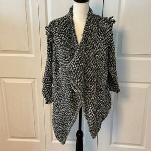Dolce Cabo Charcoal and Black Faux Fur Cardigan